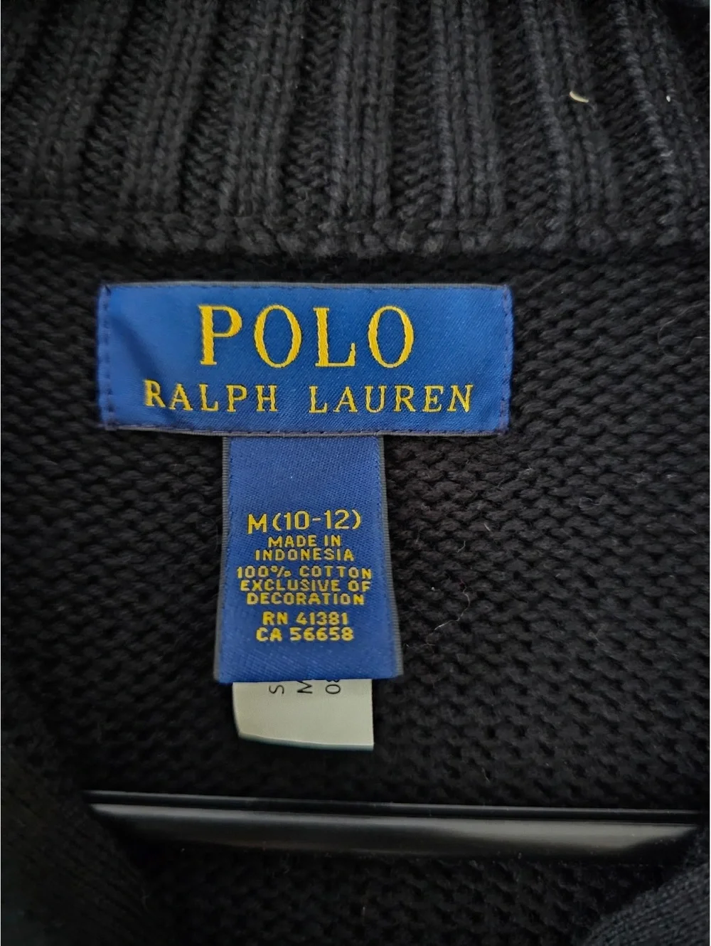 Polo Ralph Lauren Boys' Black Half-Zip Cotton Sweater Size M (10-12)